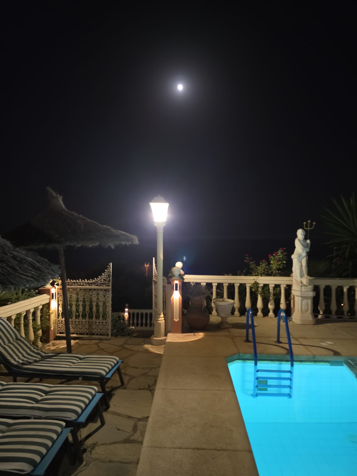 Private pool at night