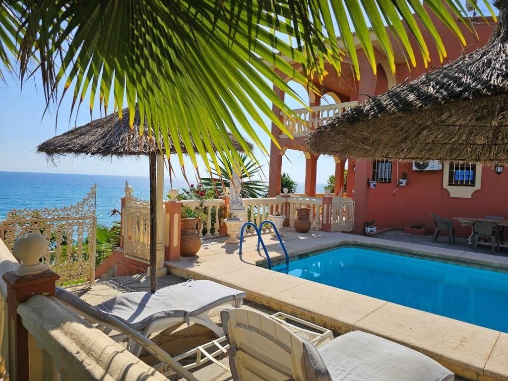 Private pool terrace with Mediterranean sea view at Villa Andalucía