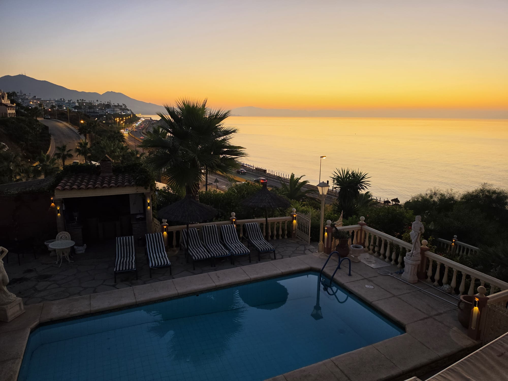 Villa Andalucia private pool at sunset